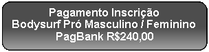 Retângulo Arredondado: Pagamento Inscrição
Bodysurf Pró Masculino / Feminino
PagBank R$240,00